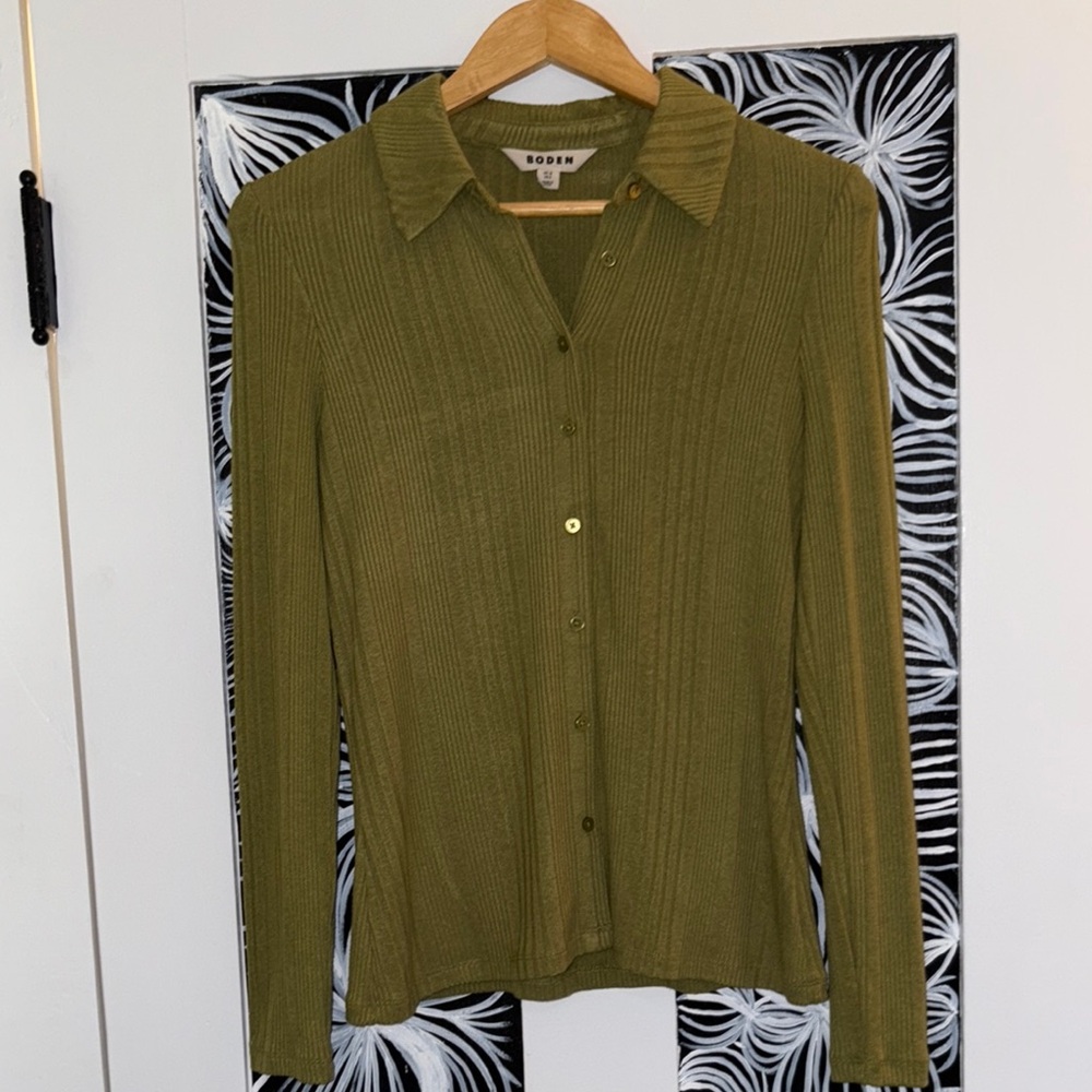 Boden Olive Green Ribbed Women's Top